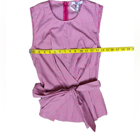 NWT Derek Lam 10 Crosby “Pandora” Striped Pleated Peplum Tie-Front Top - Picture 7 of 12